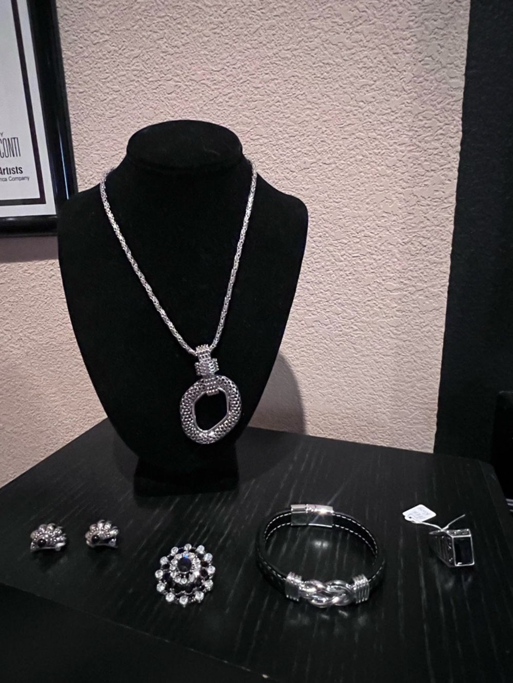 Silver-Tone Crystal Pendant Necklace set